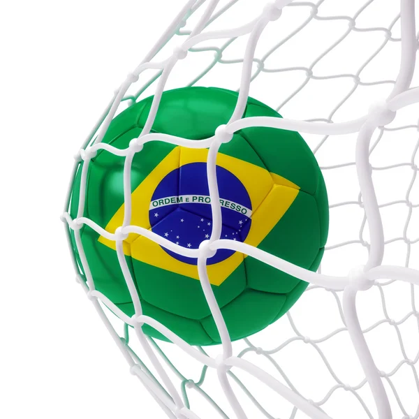 Brazylijska piłka wewnątrz sieci — Zdjęcie stockowe