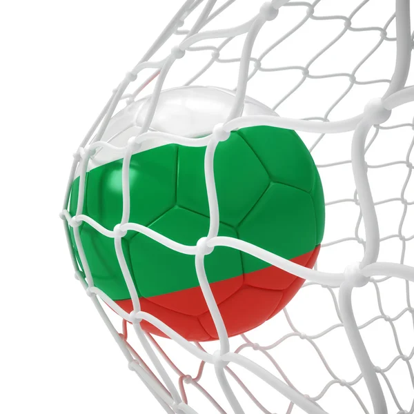 Bola de futebol búlgaro dentro da rede — Fotografia de Stock