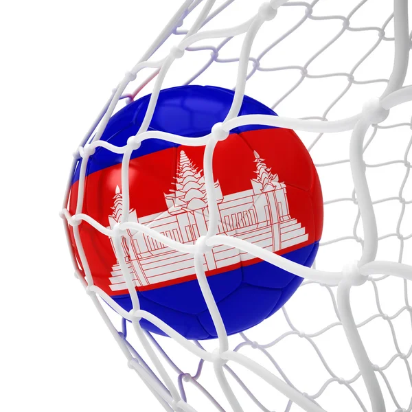 Balón de fútbol camboyano dentro de la red —  Fotos de Stock