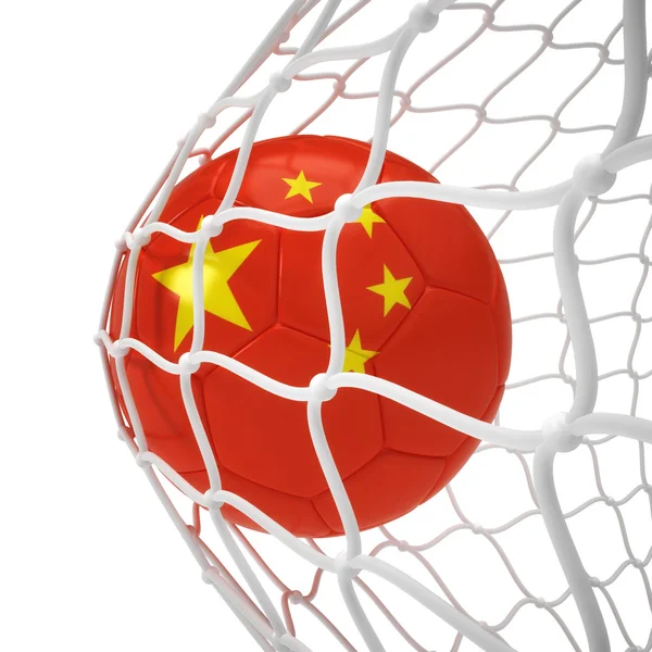 Bola de fútbol chino dentro de la red —  Fotos de Stock