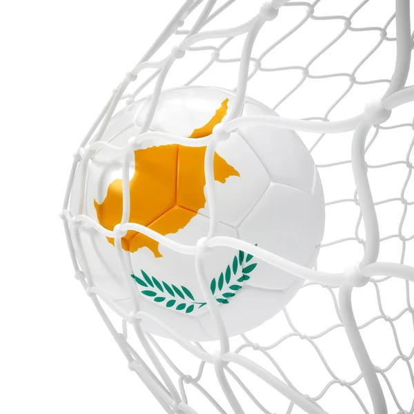 Cyprus soccer ball inside the net — Stock Photo, Image