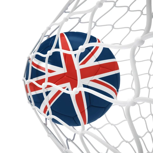 Anglie fotbalový míč uvnitř sítě — Stock fotografie