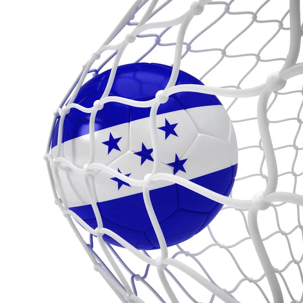 Balón de fútbol hondureño dentro de la red —  Fotos de Stock