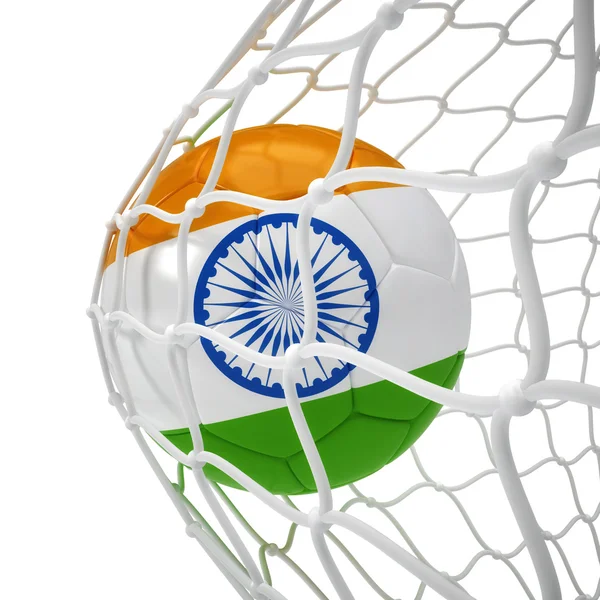 Indian soccer ball inside the net — Stock Photo, Image