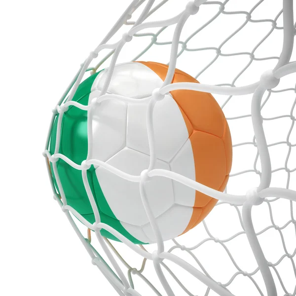 Ivorian soccer ball inside the net — Stock Photo, Image