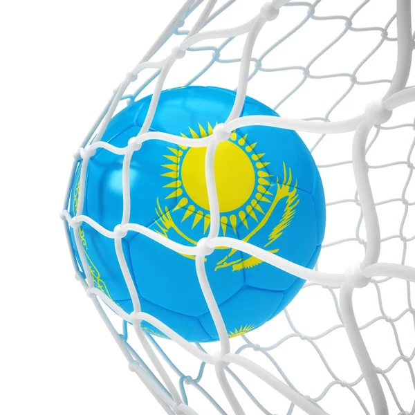 Kazajstán balón de fútbol dentro de la red —  Fotos de Stock