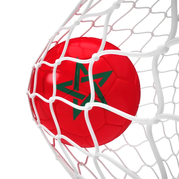 Pelota de fútbol marroquí dentro de la red — Foto de Stock
