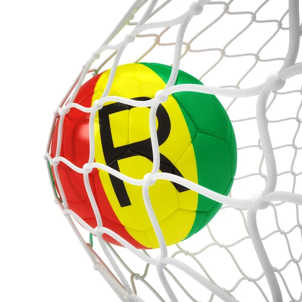 Ruanda pelota de fútbol dentro de la red —  Fotos de Stock
