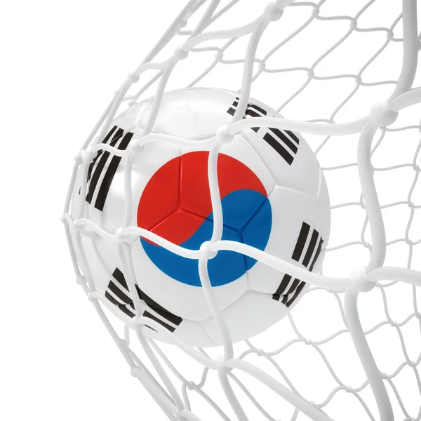 Zuid-Koreaanse voetbal binnen het net — Stockfoto