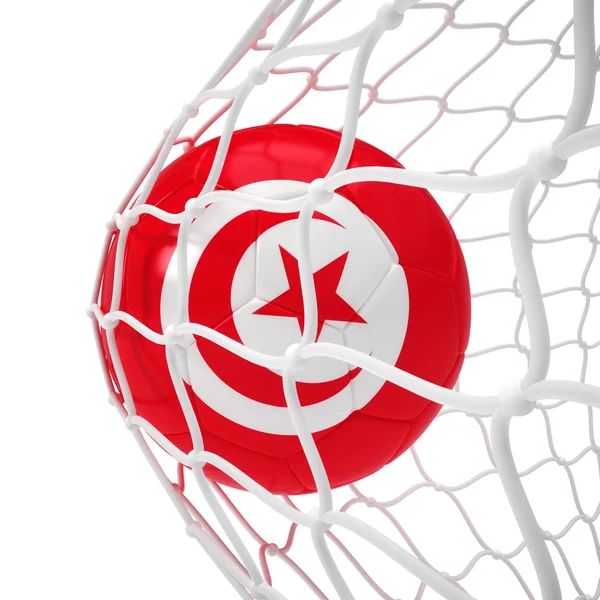 ネットの中チュニジア サッカー ボール — ストック写真