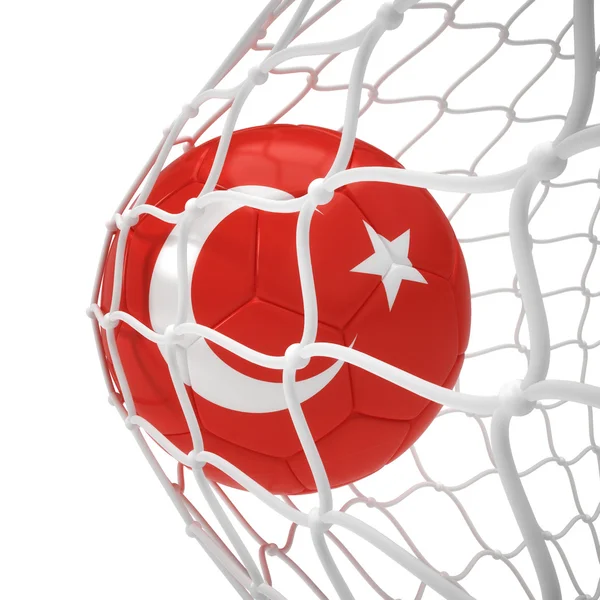 Balón de fútbol turco dentro de la red — Foto de Stock