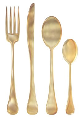 Golden cutlery set clipart