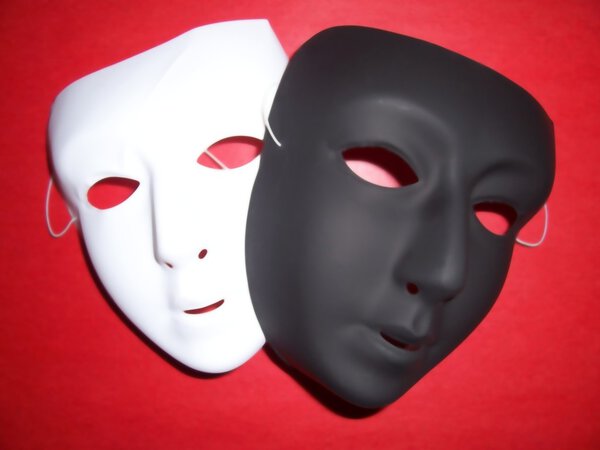 Masks on red background