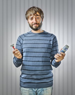 Young Man with Razors clipart