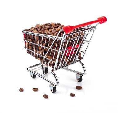 Shopping Cart Filled with Coffee Beans clipart