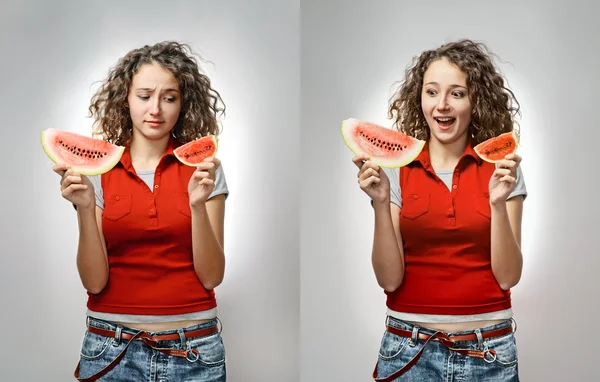 Girl with Watermelon — Stock Photo, Image