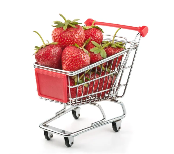 Fresas en el carrito de compras — Foto de Stock