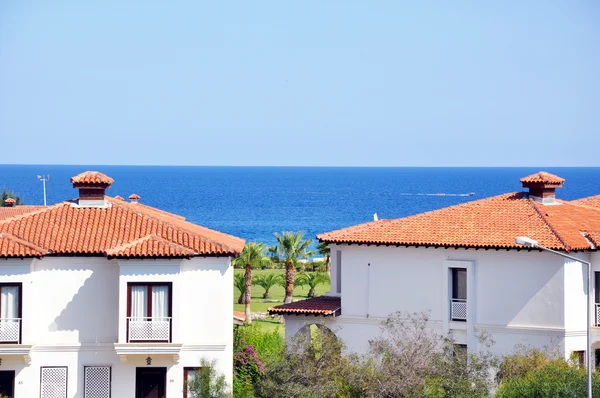 Mediterrán tengerparti kilátás Stock Kép