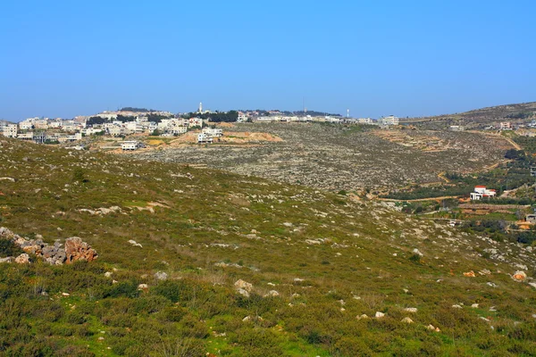 Battir auf einem Hügel über dem Wadi el-jundi — Stockfoto