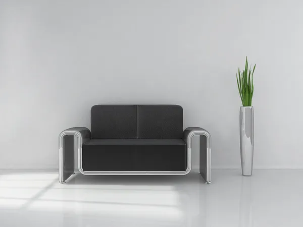 Czarna sofa — Zdjęcie stockowe