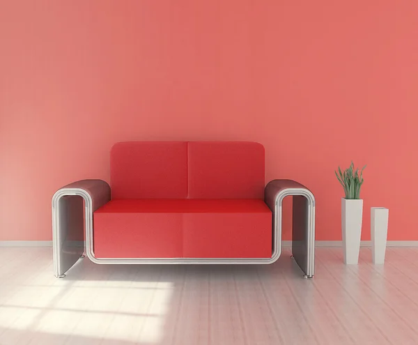 现代沙发与植物 — 图库照片