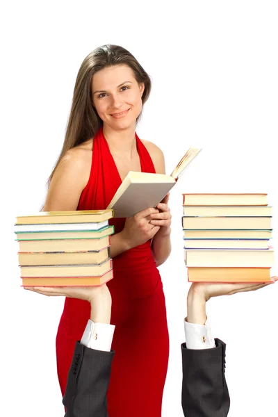 Hermosa chica con libros —  Fotos de Stock