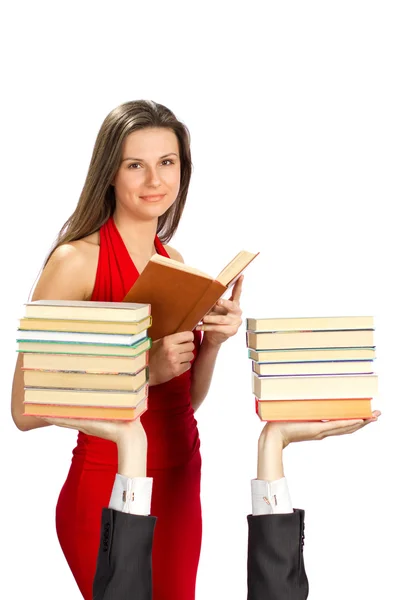 Hermosa chica con libros —  Fotos de Stock