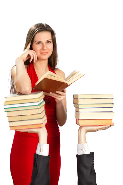 Beautiful girl with books — Stock Photo, Image