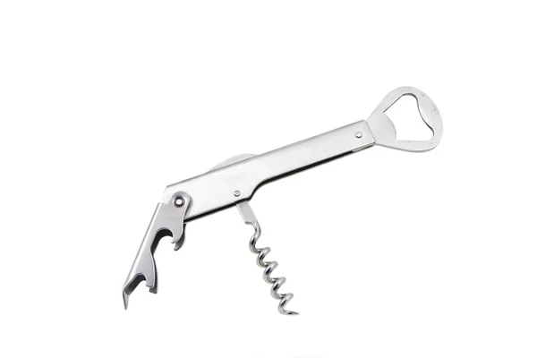 Metal corkscrew on white background — Stock Photo, Image