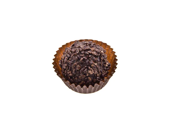 Dulces de trufa de chocolate negro aislados en blanco —  Fotos de Stock