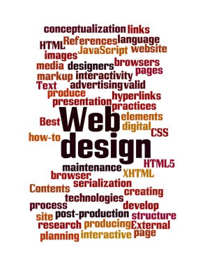 Web Design word cloud isolated clipart