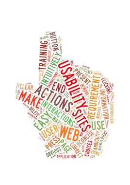 Web Usability word cloud hand shape clipart