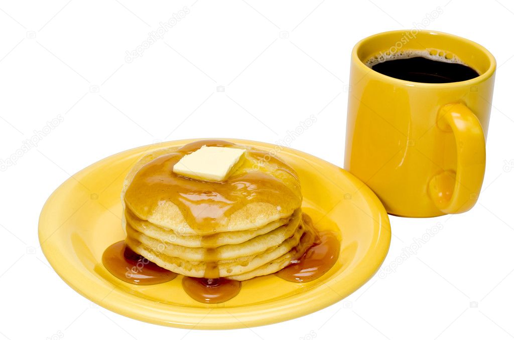 Pancakes and Coffee Isolated
