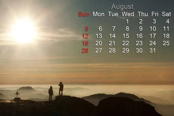 2012 página del calendario de agosto mostrando Ceahlau Montain de Roman —  Fotos de Stock
