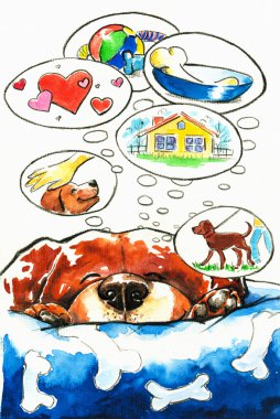 Dog dreams clipart