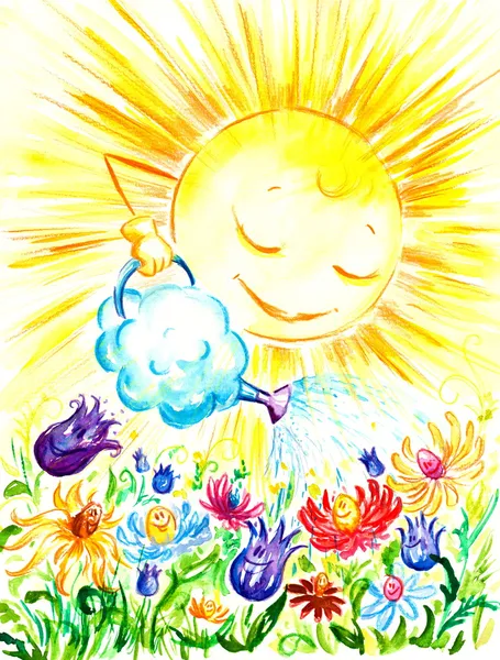 Солнце и цветы — стоковое фото