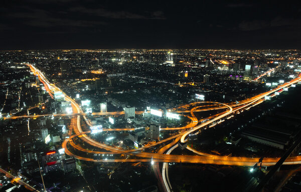 Night bird's view of Bangkok