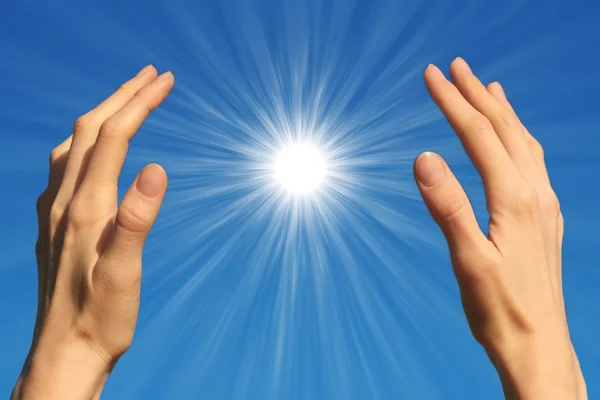 Kéz és a sun — Stock Fotó