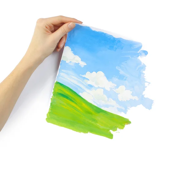 Kartáč s barvou a ručně vyrobený obrázek — Stock fotografie