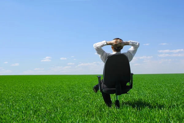 Man on meadow Stock Image