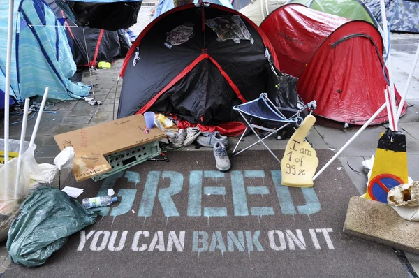 Ocupar acampamento de Londres na Catedral de São Paulo em 27 de outubro de 2011 — Fotografia de Stock