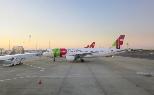 Aereo TAP all'aeroporto di Lisbona — Foto Stock