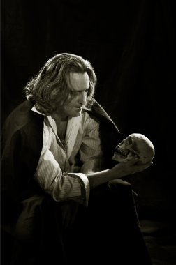 Portrait of a man with a skull clipart