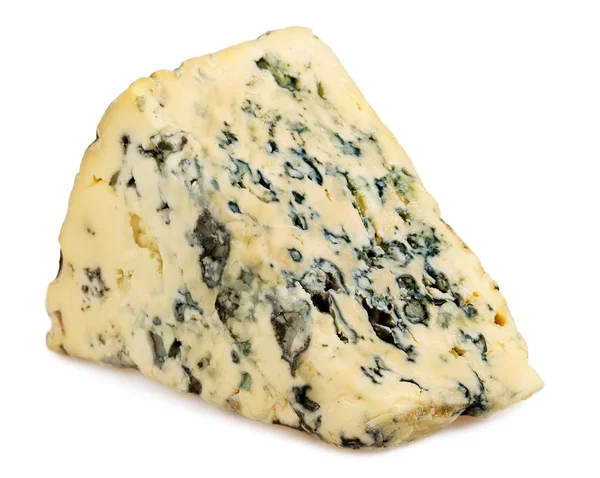 Fatia de queijo Roquefort no fundo branco — Fotografia de Stock