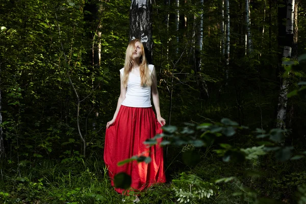stock image Portrait of romantic woman in fairy forest
