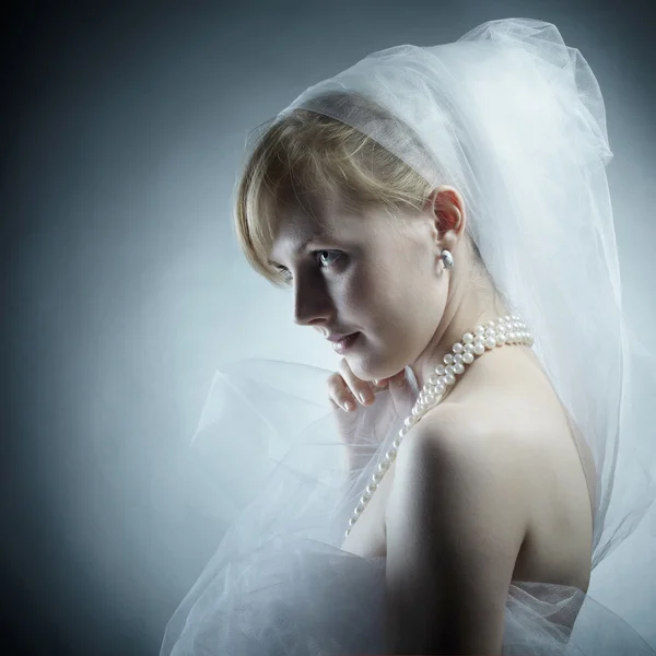 The magnificent young fair-haired bride — Stock Photo, Image