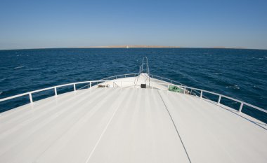 View from a large luxury motor yacht clipart