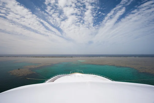 View from the bow of a large yacht — Stock Photo, Image