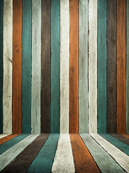 Zöld hang régi fa fal és padló — Stock Fotó