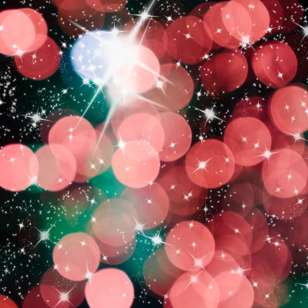 Zusammenfassung von hellen Sternen und rotem rundem Licht — Stockfoto